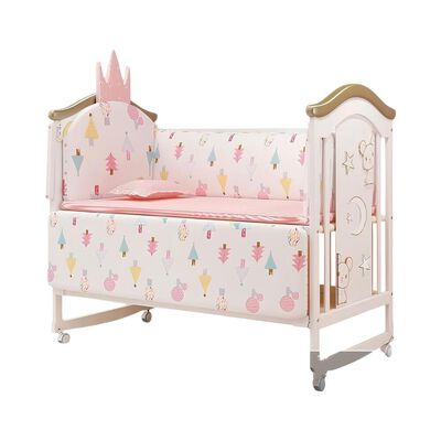 Imagen 1 del producto Cuna Colecho Madera con Mudador Mosquitero Lubabycas Rosada