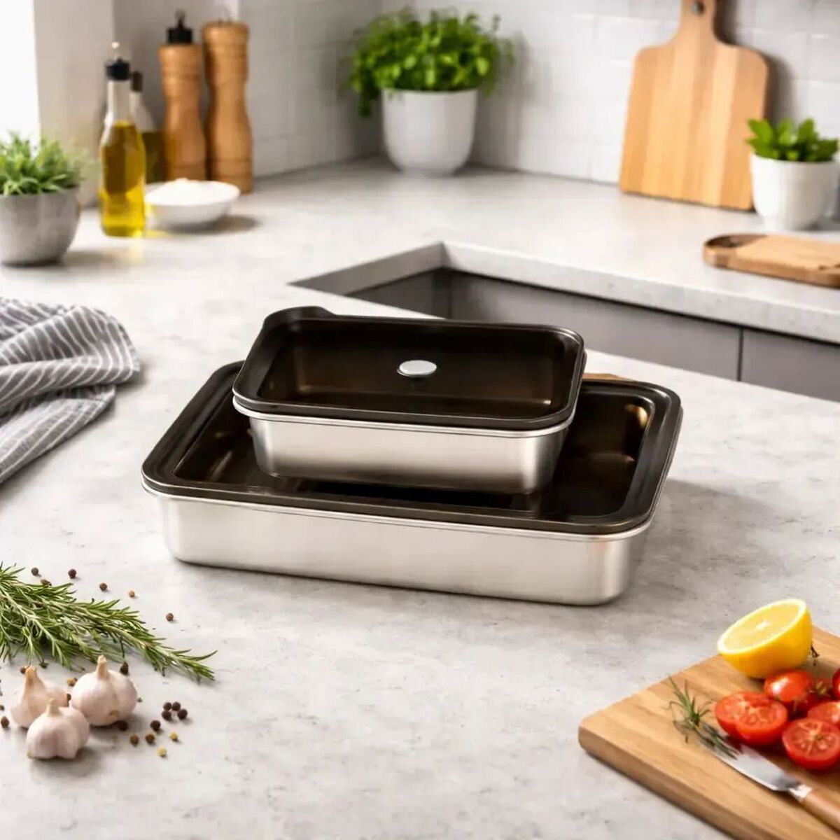 Set 2 Contenedores SimpleCook Silver 1,6 L / 2,5 L