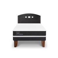 Cama Europea CIC 1,5 Plazas Ortopedic + Respaldo Gales Negro