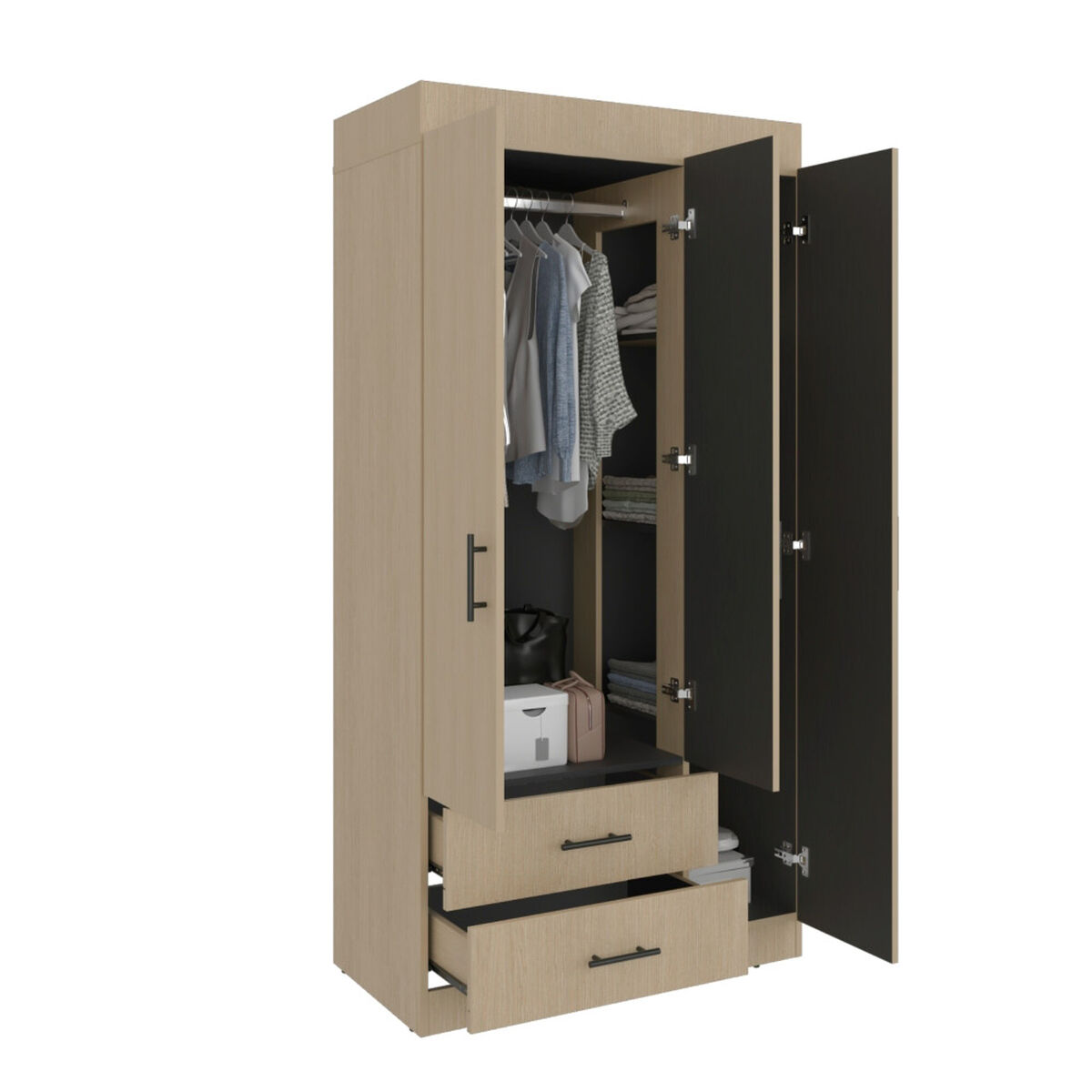 Closet Tuhome Houston 3 Puertas 2 Cajones Cartagena Wengue