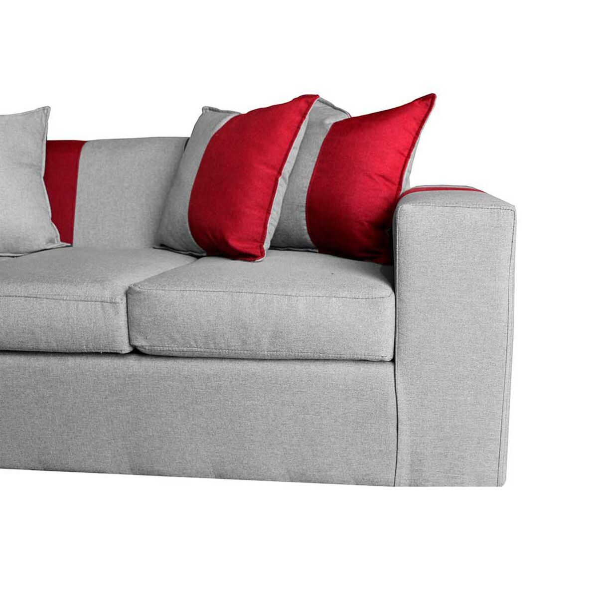 Sof&aacute; Muebles MYM Benjamin 3 Cuerpos + Dos Pouf 1 Cuerpo Gris Burdeo