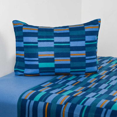Imagen 1 del producto Sábana de polar American Family 1,5 Plazas Block Azul