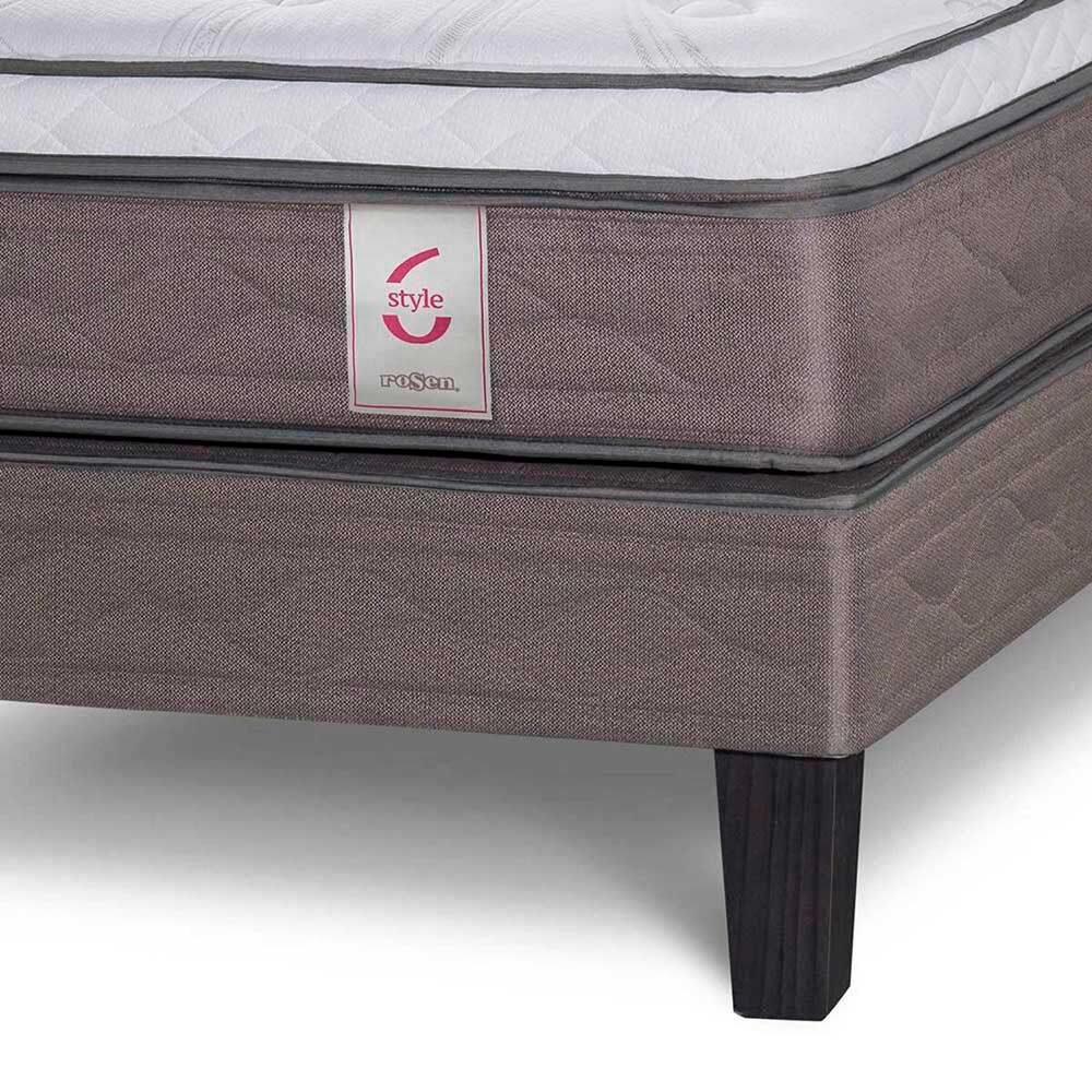 Cama Europea Rosen 1,5 Plazas Dolce + Respaldo + Velador