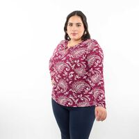 Sweater Estampado Mujer Extralindas Burdeo, Negro, Oliva