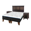 Cama Europea CIC Green Infinity King + 1 Respaldo + 2 Veladores Torino Choc