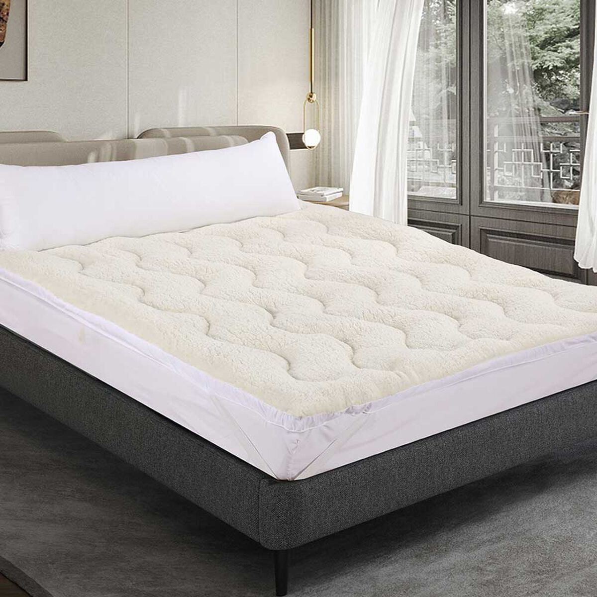 Topper Sherpa Illusions 2 Plazas Microfibra Blanco