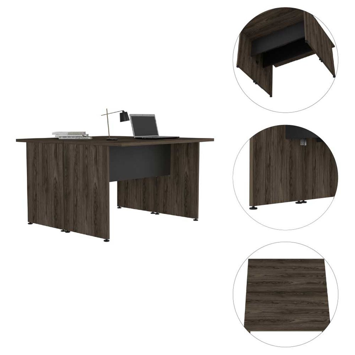 Escritorio Recto TuHome Home Office Negro Soft Coñac