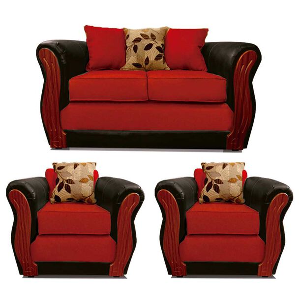 Juego de Living Elegant Detail Girona Sofá 2 Cuerpos + Dos sillones 1 Cuerpo Rojo