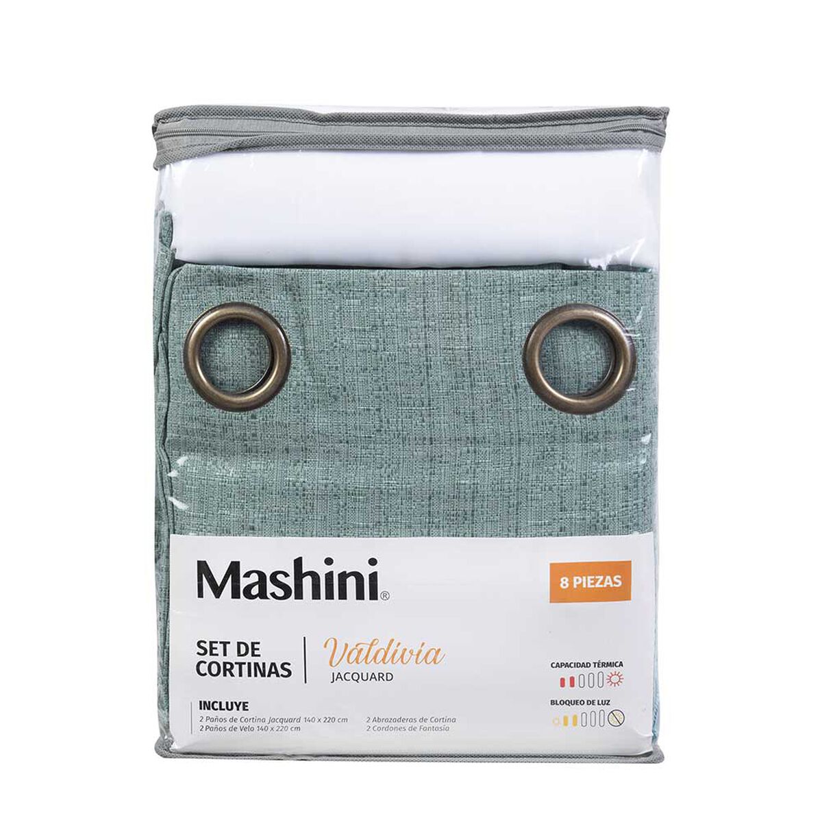 Set de Cortinas Mashini Valdivi 140 x 220 cm Turquesa