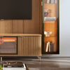 Rack TV 80" + Panel Neon Float Led + 2 Vitrinas Decocasa Carvalho