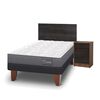 Cama Europea CIC 1,5 Plazas Anatomic + Respaldo + Velador Espresso