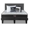 Combo Cama Europea Prelude Radiant 2 Plazas Normal + Respaldo Praga Gris + Cubre Colchón + Pack Almohadas