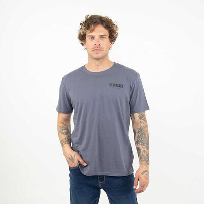 Polera Con Estampado Manga Corta Hombre Zibel Azul, Cafe, Ecru, Negro, Negro-2