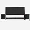 Cama Europea Rosen Base Dividida Súper King Tempo + Respaldo + 2 Veladores Nolita Grafito