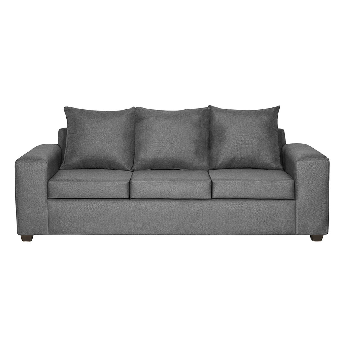 Juego de Living Innovamuebles Kahlo Sofá 3 Cuerpos + Dos Pouf 1 Cuerpo Gris Oscuro