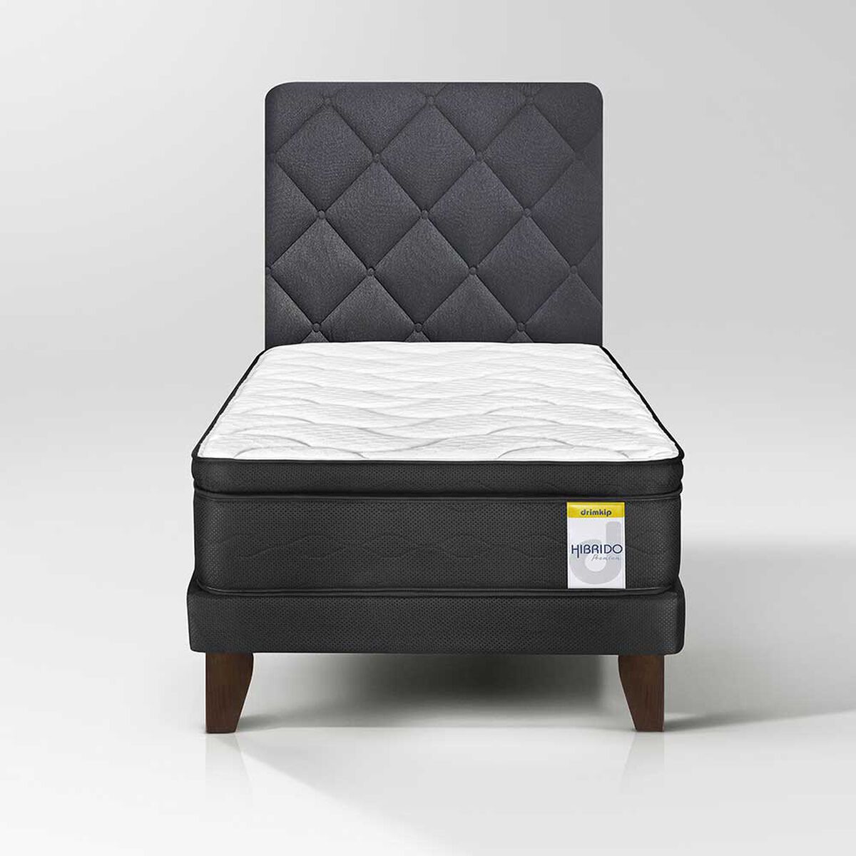 Cama Europea Drimkip 1.5 Plaza Hibrido Premium + Respaldo