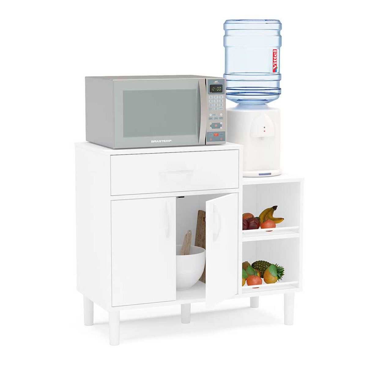 Mueble de Cocina para Microondas Vekkahome Montauri 1 Cajón 2 Puertas Blanco