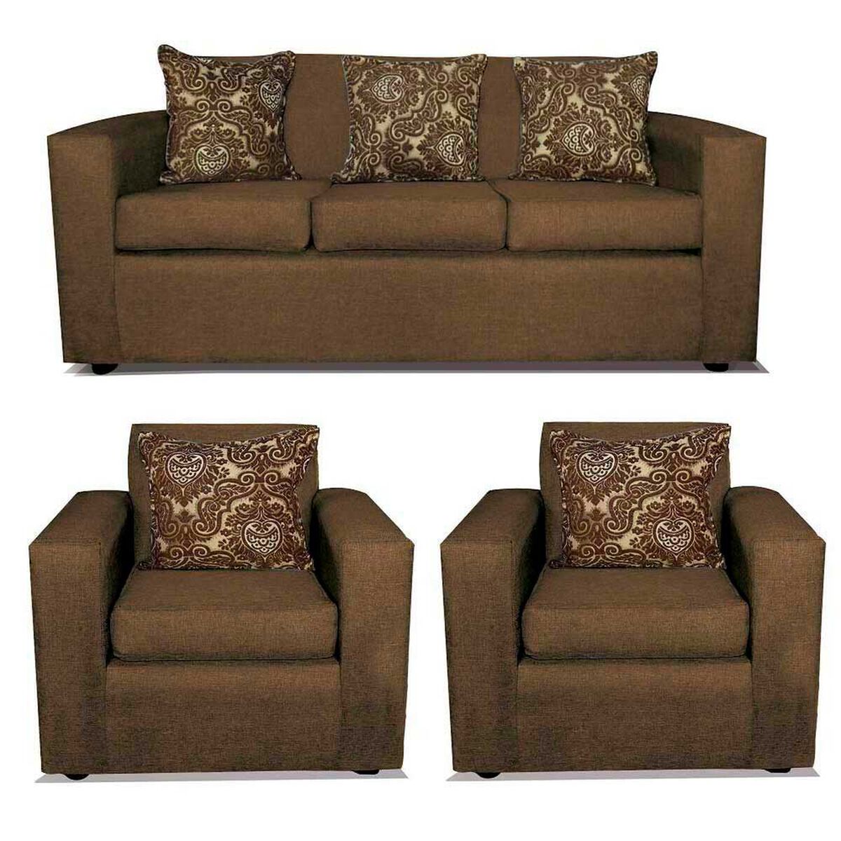 Juego de Living Almore Paris Sof&aacute; 3 Cuerpos + Dos Sillones 1 Cuerpo Caf&eacute;