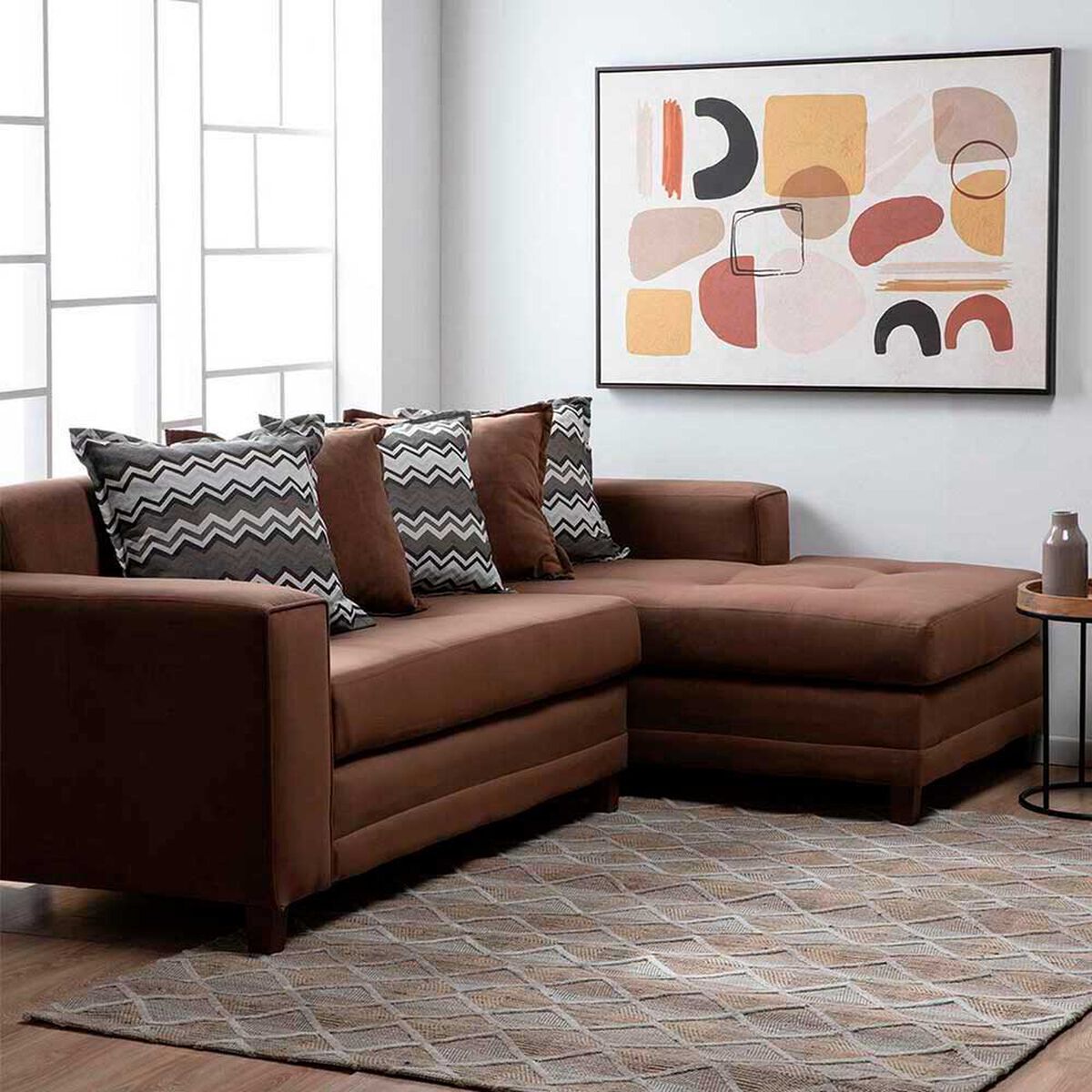 Sof&aacute; Seccional Derecho Living Factory Milan 3 Cuerpos Chocolate