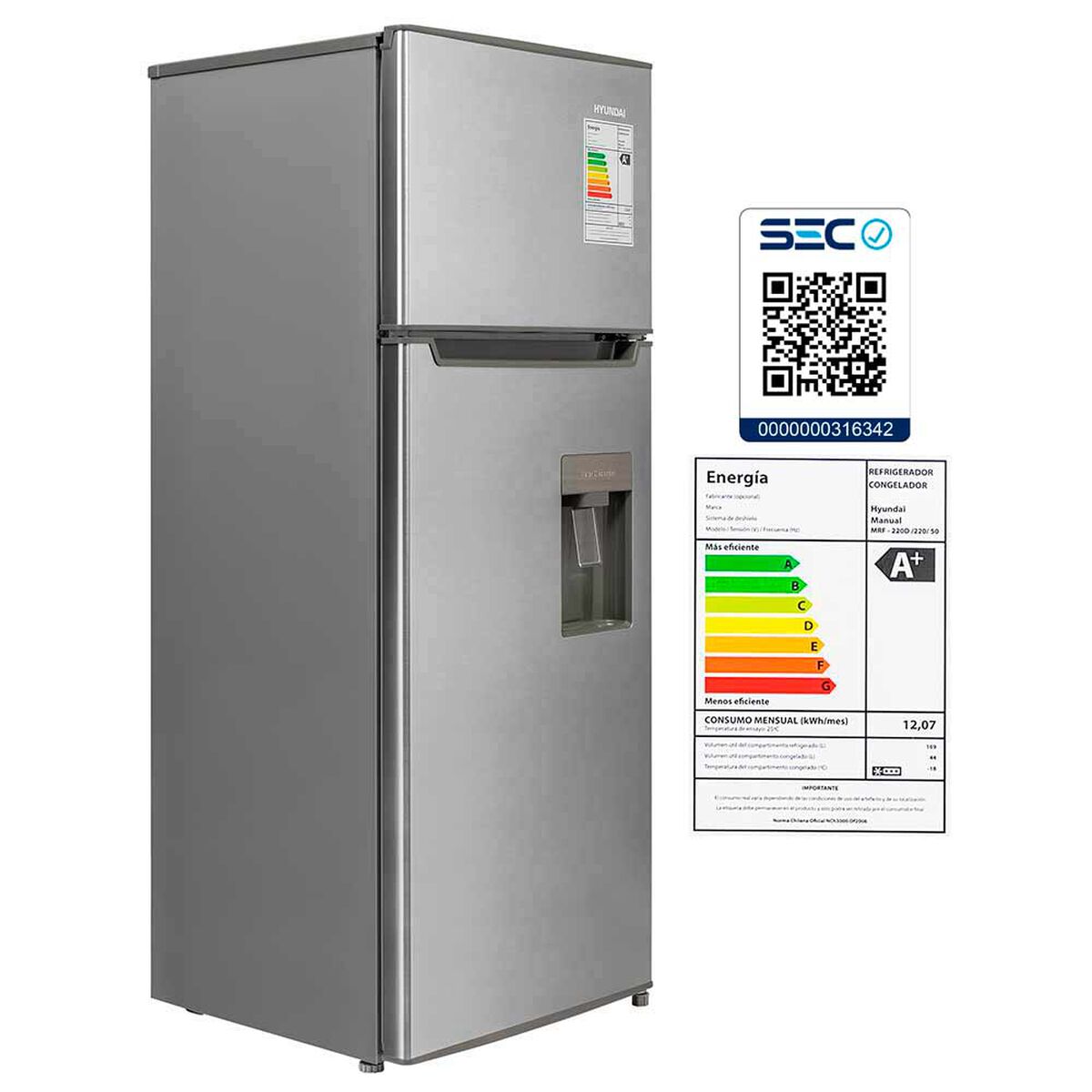 Refrigerador Frío Directo Hyundai MRF220D 213 lt