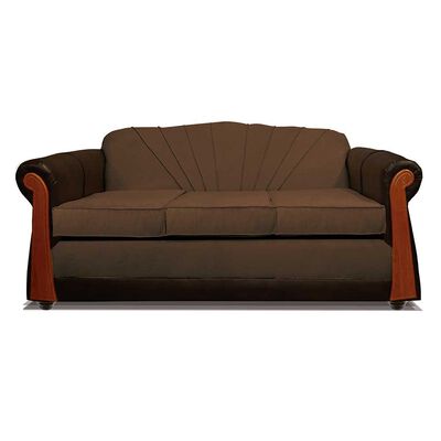 Sofá Elegant Detail Marsella 3 Cuerpos Tela/PU Café