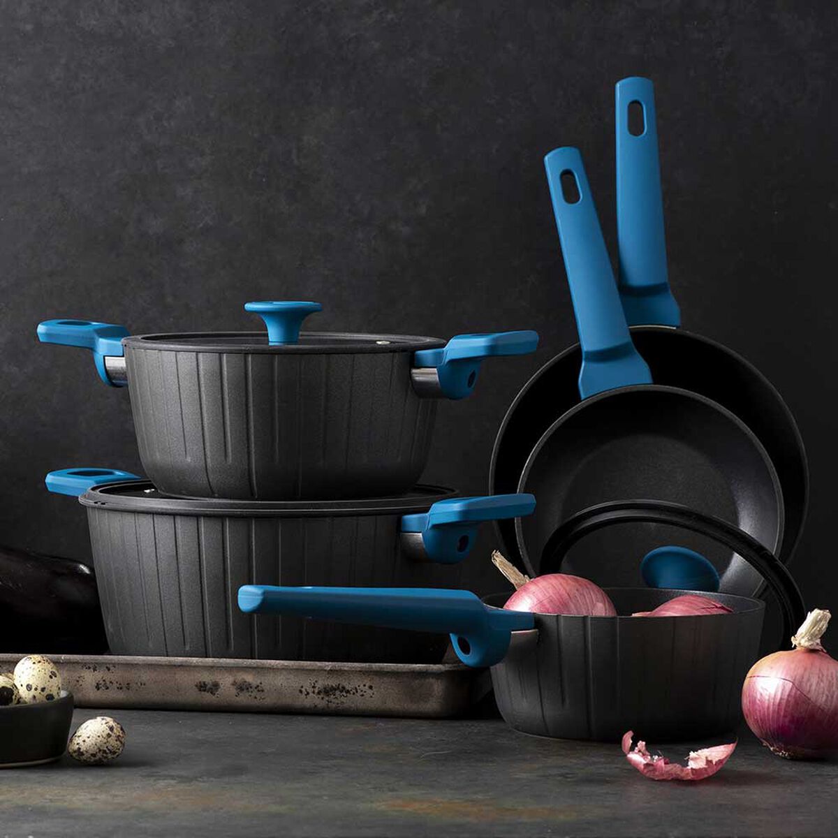 Baterías de Cocina Acero Kitchenware Camden Negro 8 Piezas