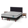 Cama Europea Flex 2 Plazas Dream Dual Box B/D + Respaldo Royal Negro + Velador Rock