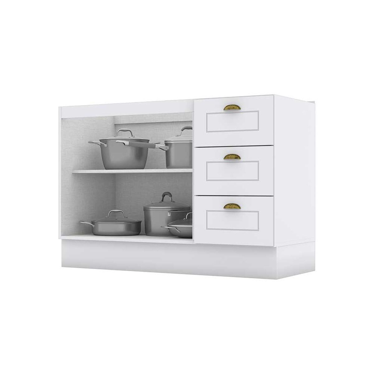 Mueble de Cocina Home Mobili Americana 3 Cajones 2 Puertas Blanco
