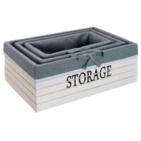 Set de 3 Canastos Rectangulares Madera  Vgo Blanco