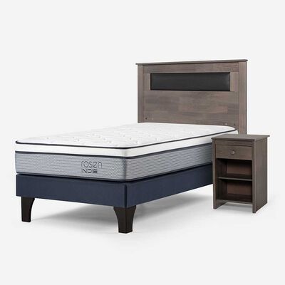 Imagen 2 del producto Cama Europea Rosen 1 Plaza Indie + Respaldo Ferrera Gris + Velador