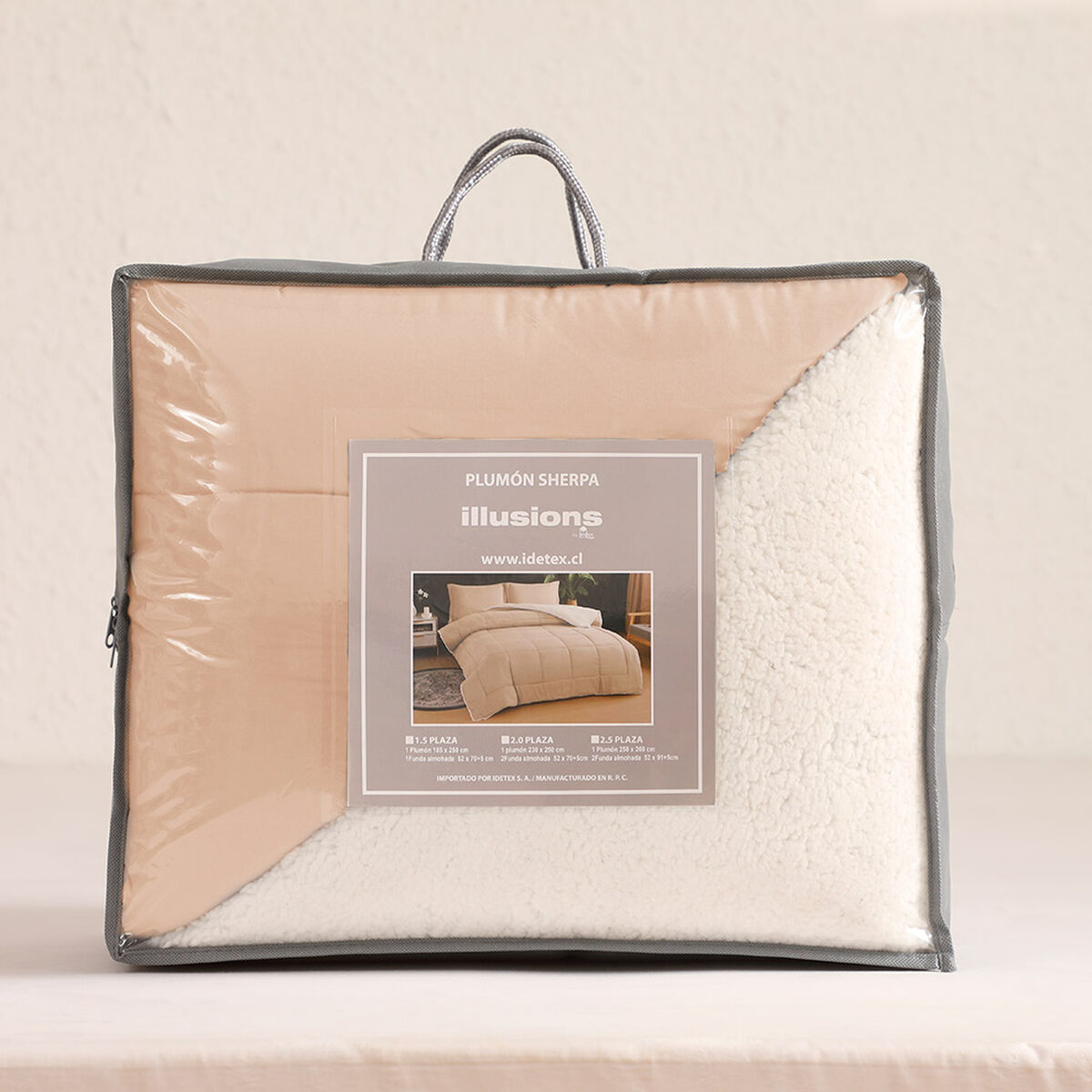 Plum&oacute;n Illusions Sherpa Liso 1,5 Plazas Beige