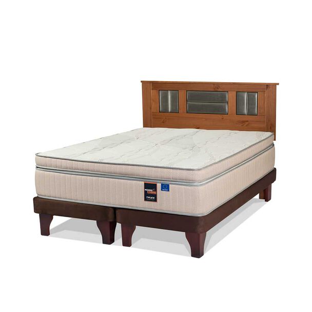 Cama Europea Flex Base Dividida 2 Plazas Máximo Cobre + Respaldo Lorraine