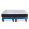 Cama Europea Latam Home Base Dividida King Zen Top Foam Soft Velvet Azul Petróleo