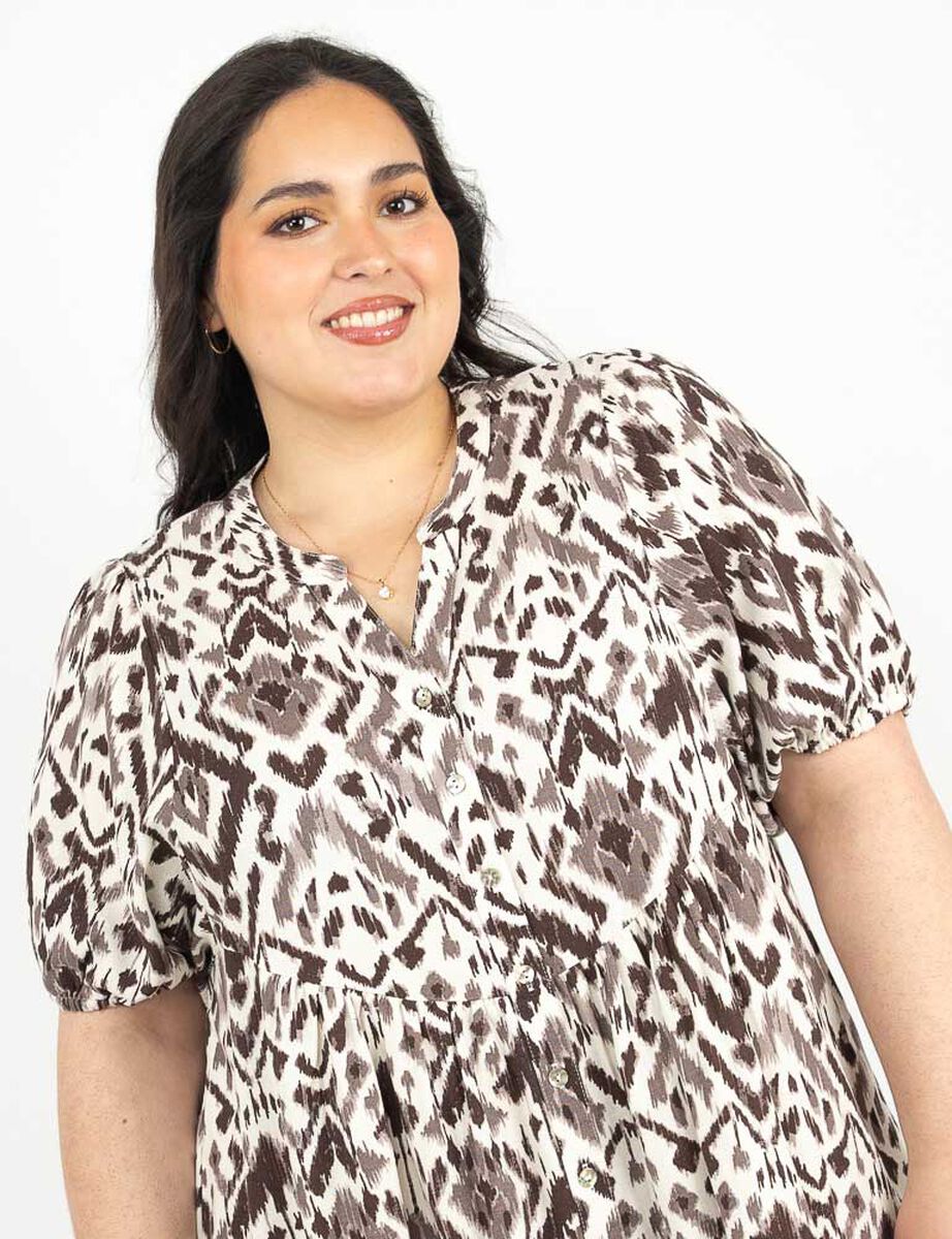Vestido Midi Estampado Manga Corta Mujer Extralindas