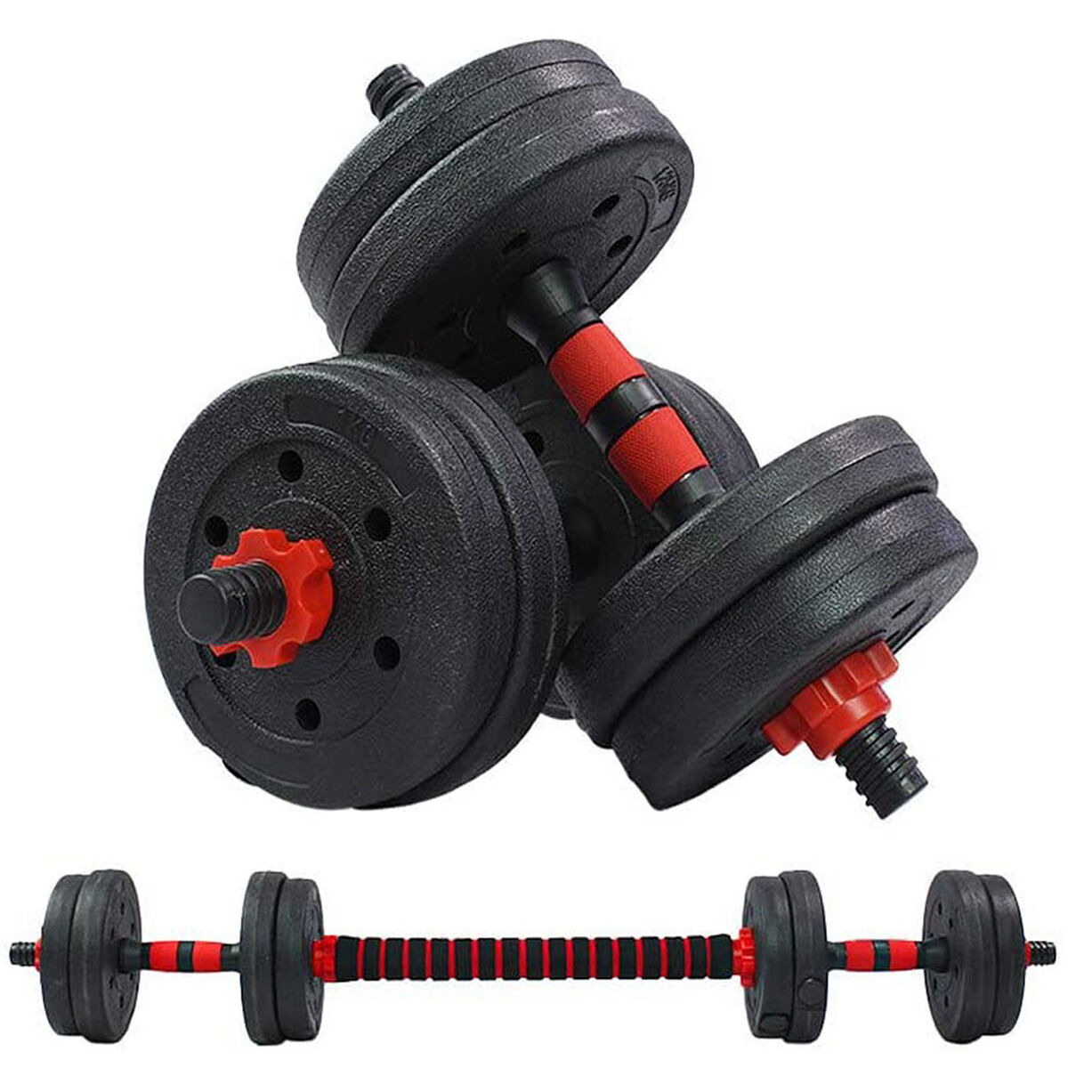 Torre Multifuncional de Ejercicios Fitness K-FIT + Set de Mancuernas K-FIT con Barra Ajustable 20Kg