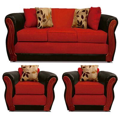 Juego de Living Elegant Detail Girona Sofá 3 Cuerpos + Dos Sillones 1 Cuerpo Rojo