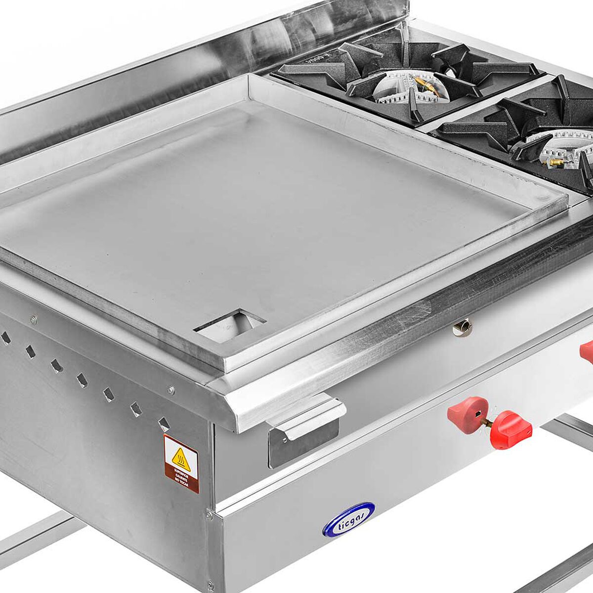 Plancha Churrasquera Ticgas 600x600  + 2 Quemadores Full Inox GN
