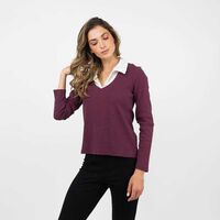 Polera Manga Larga Mujer Zibel Burdeo