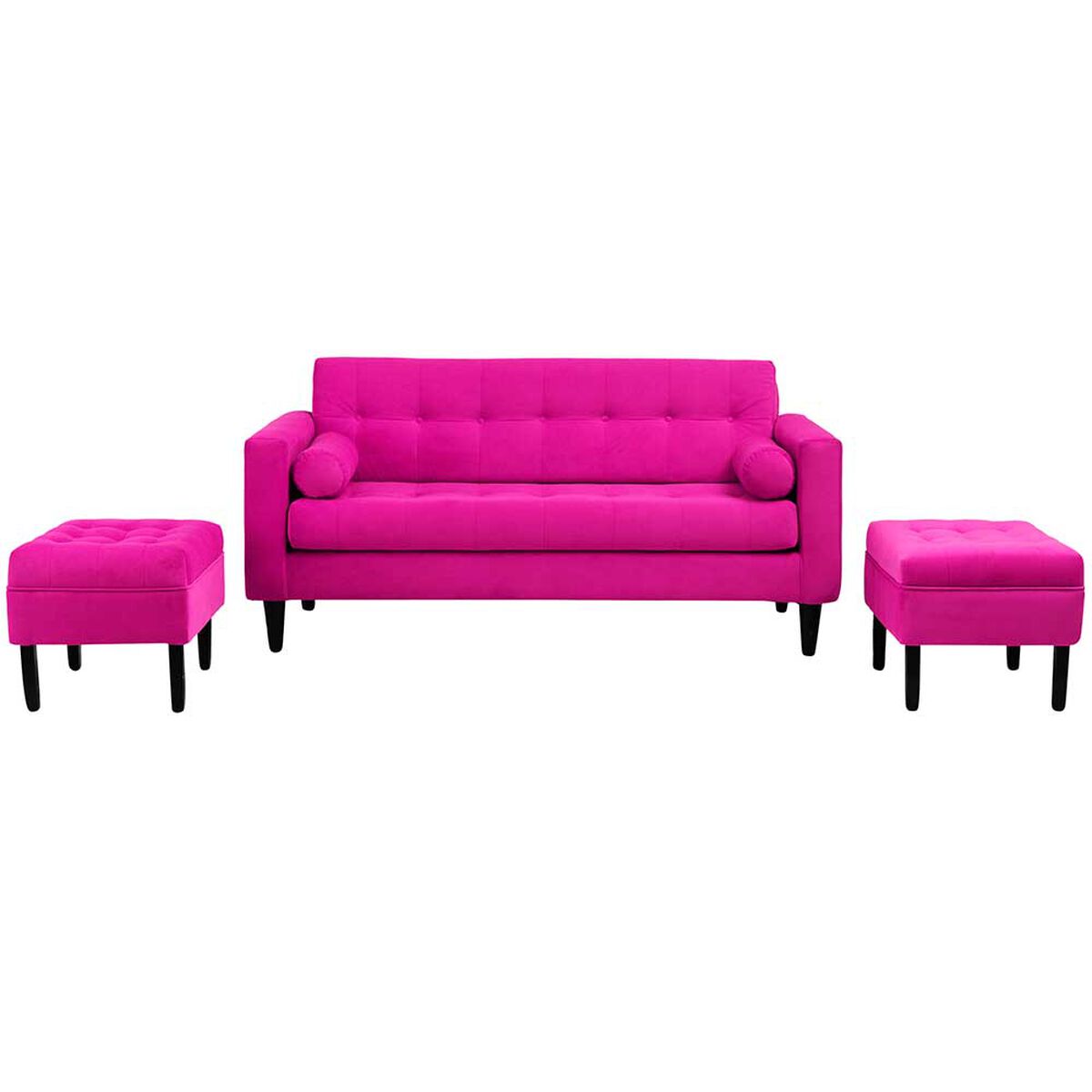 Juego de Living Felpa Bodevir Retro 3-1-1 Fucsia