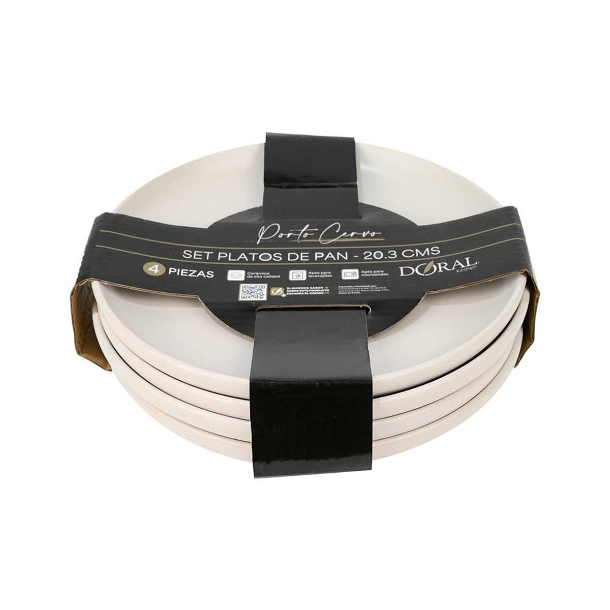 Set 4 Platos de Pan Doral Porto Servo Blanco
