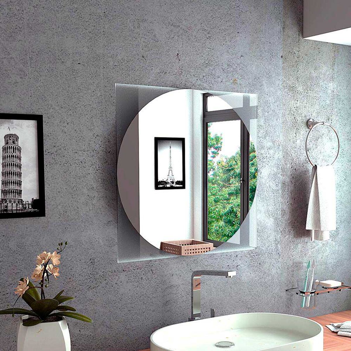 Espejo Salermo Cuadrado Con Esquinas En Sandblasting