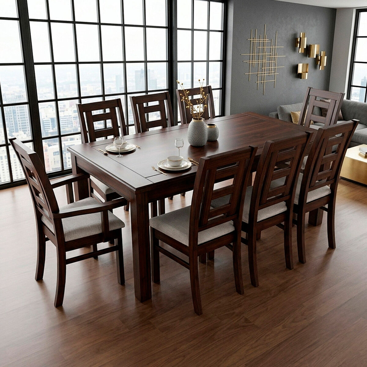 Juego de Comedor Muebles Hema Sevilla 6 Sillas 2 Sitiales Chocolate
