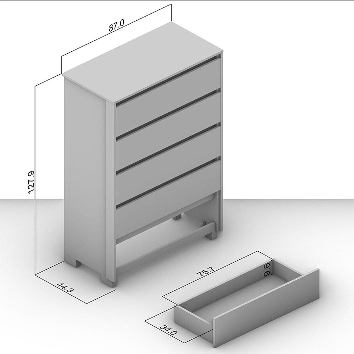 C&oacute;moda Vekkahome Coimbra 5 Cajones Blanco
