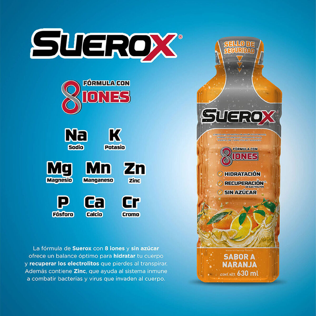Suerox Bebida Hidratante Sabor Naranja 600 ml