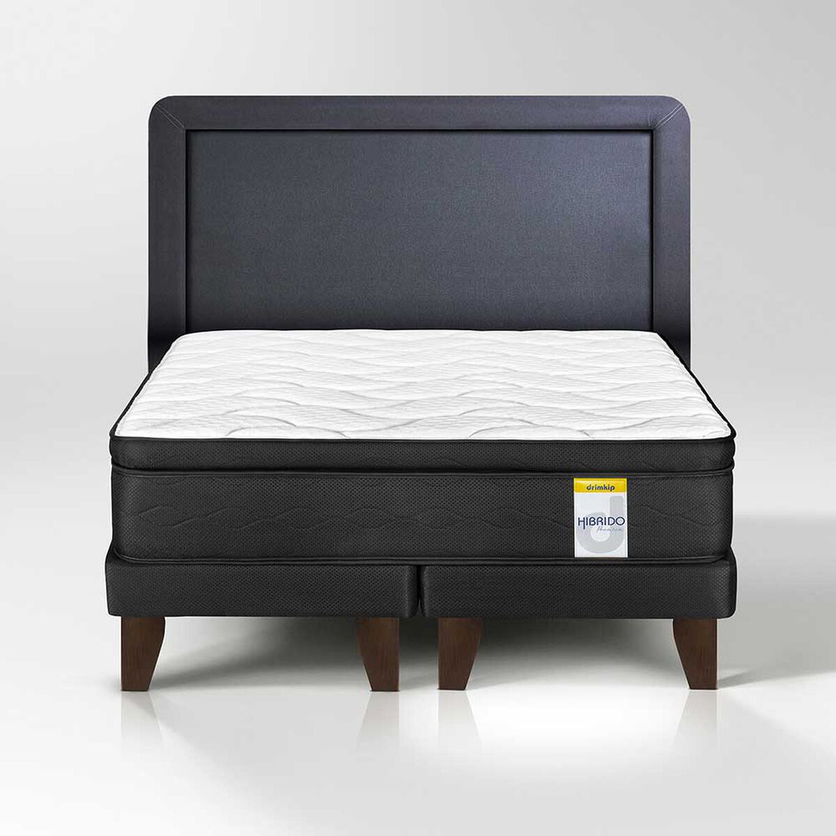 Cama Europea Drimkip King Hibrido Premium Base Dividida + Respaldo