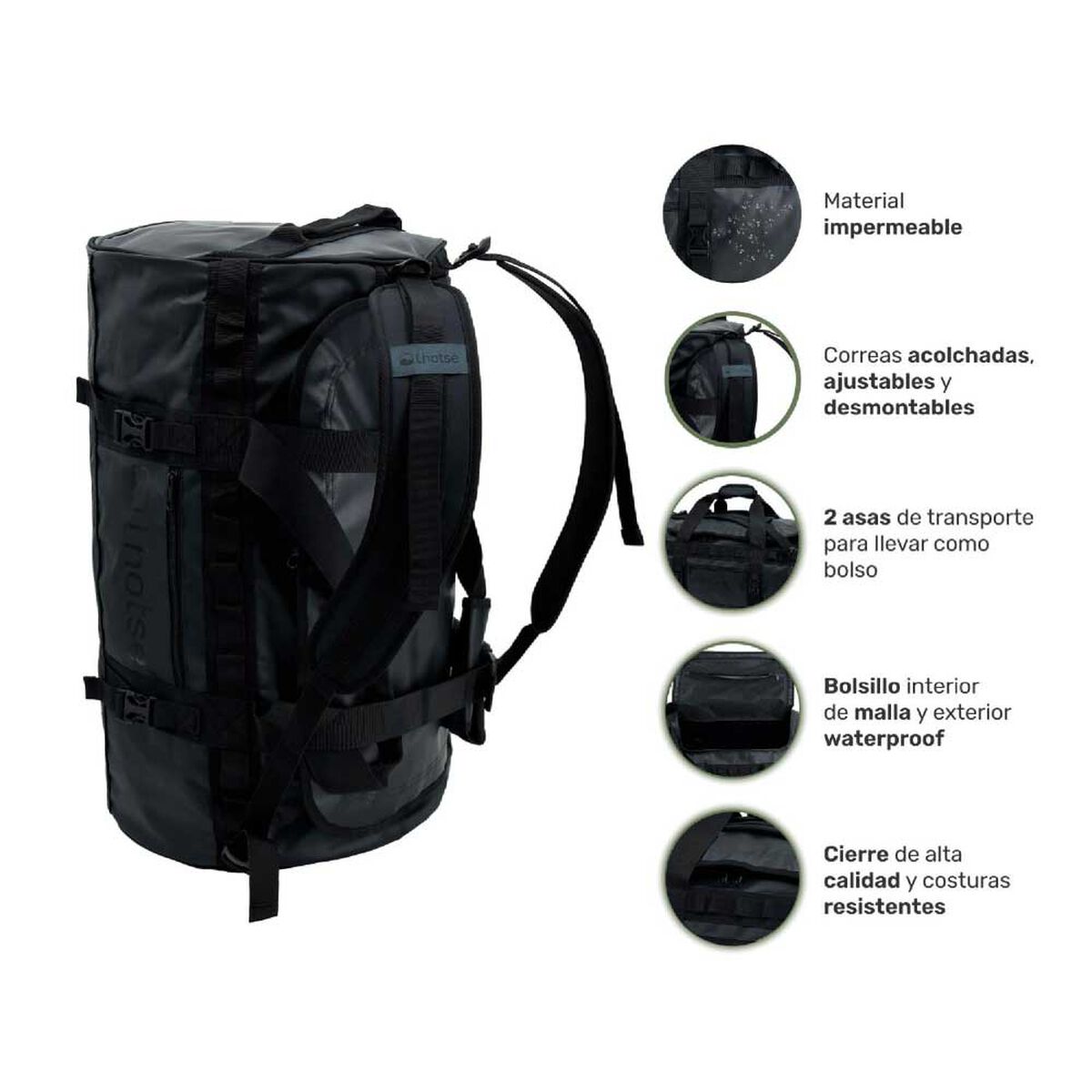 Bolso Deportivo Lhotse Duffel 30 Lts Negro