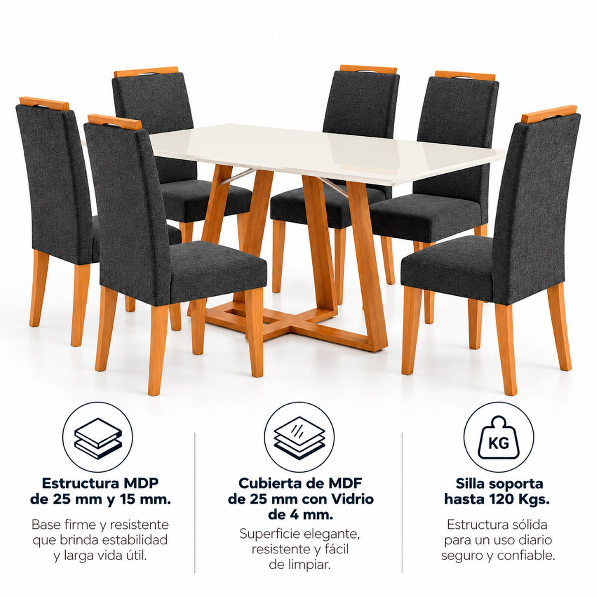 Juego de Comedor Roca Florencia 6 Sillas Canela Beige