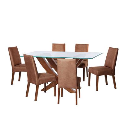 Juego de Comedor Latam Home Alicante 6 Sillas Tabaco
