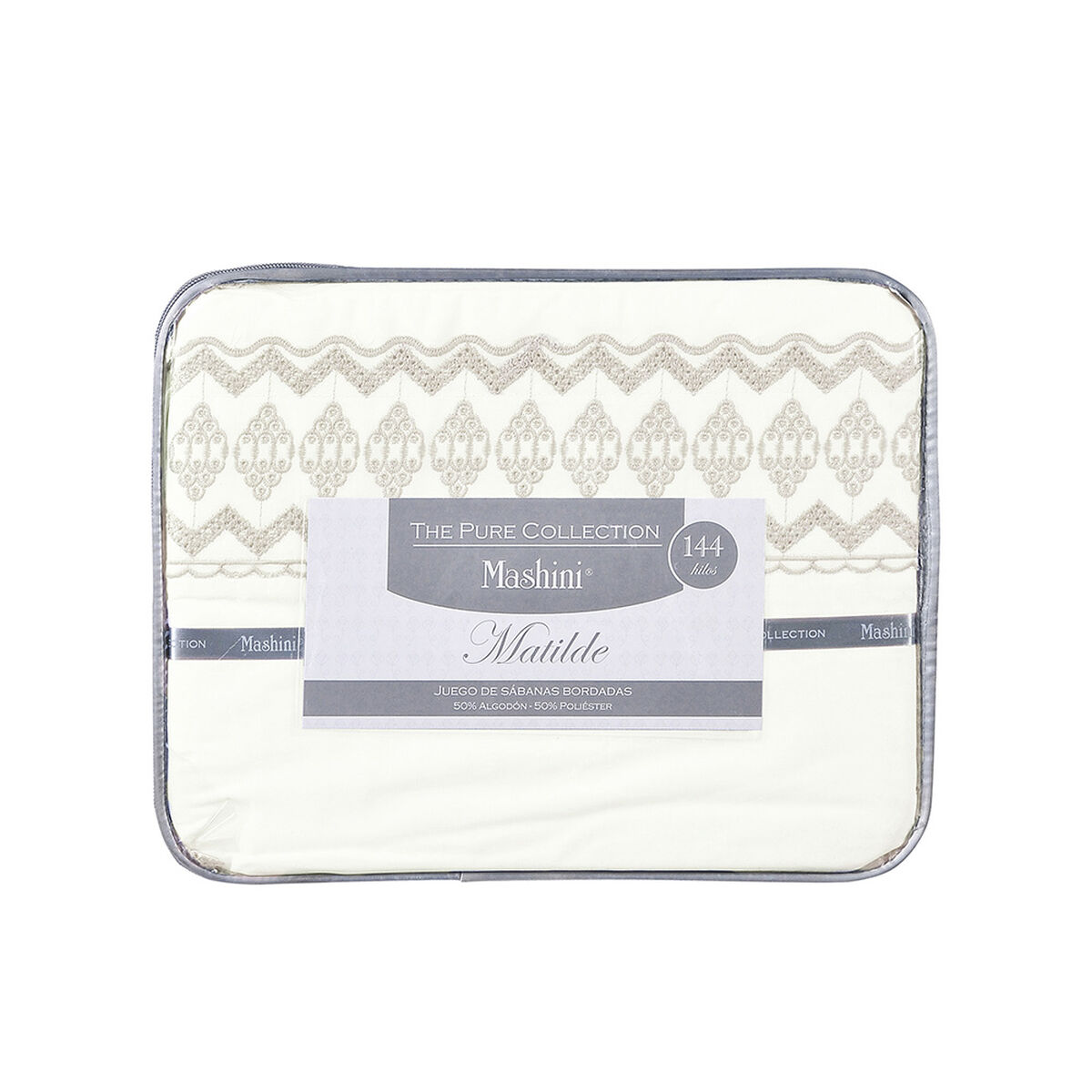 Sábana Mashini Pure 144 Hilos 1,5 Plazas Matilde Beige