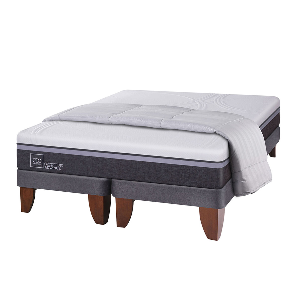Cama Europea CIC Base Dividida 2 Plazas Ortopedic Advance + Plum&oacute;n